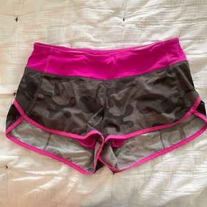 Lululemon Camo Shorts with Pink Band